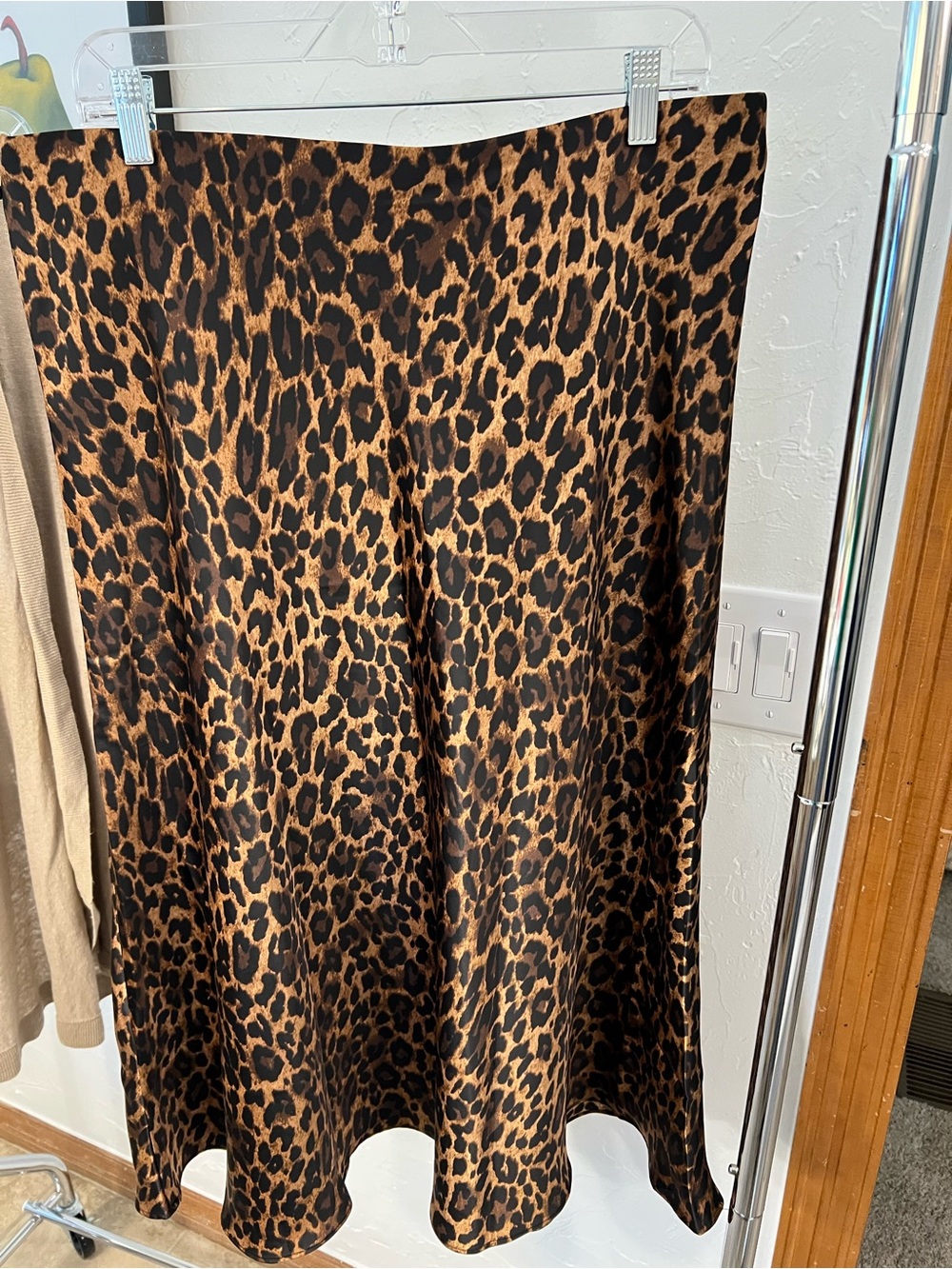 Talbots Leopard Print Midi Skirt in Brown and Black